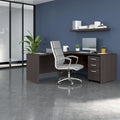 Bureau d'angle avec retour et caisson à roulettes gris orage et blanc