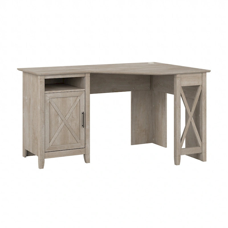 54W Corner Computer Desk with Storage Cabinet and Open Cubby, Bing Cherry