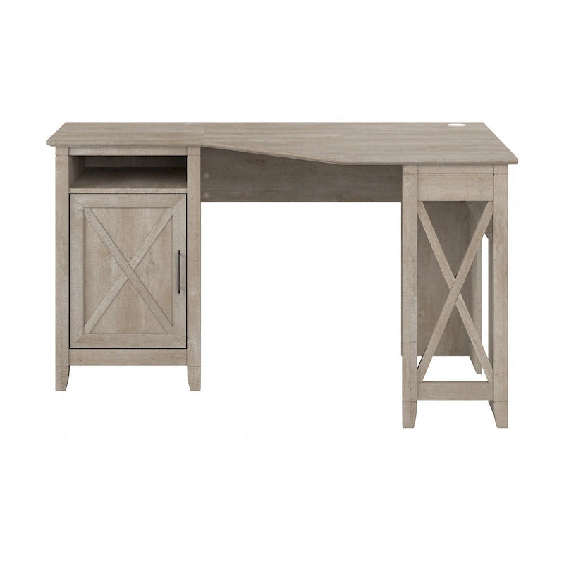 54W Corner Computer Desk with Storage Cabinet and Open Cubby, Bing Cherry