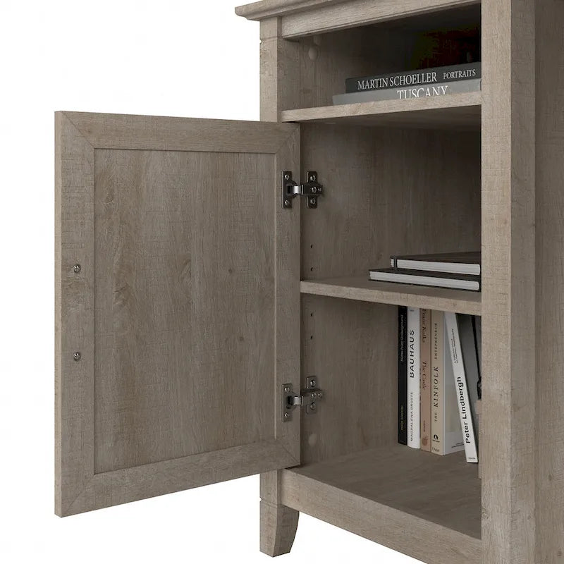 54W Corner Computer Desk with Storage Cabinet and Open Cubby, Bing Cherry
