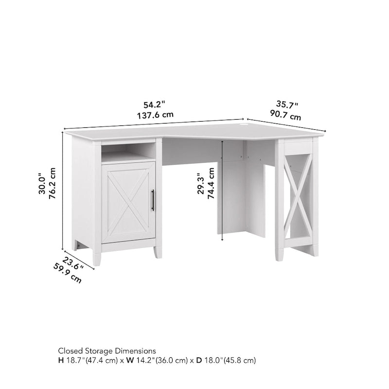 54W Corner Computer Desk with Storage Cabinet and Open Cubby, Bing Cherry