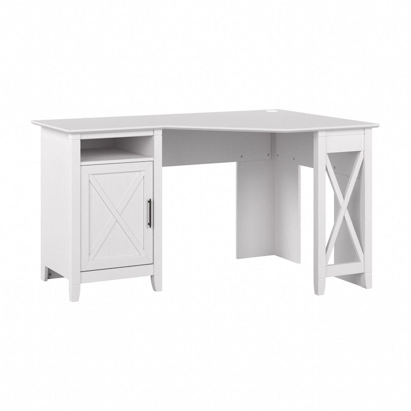54W Corner Computer Desk with Storage Cabinet and Open Cubby, Bing Cherry