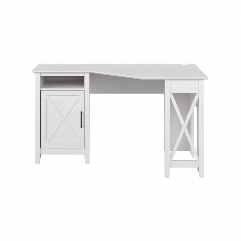 54W Corner Computer Desk with Storage Cabinet and Open Cubby, Bing Cherry