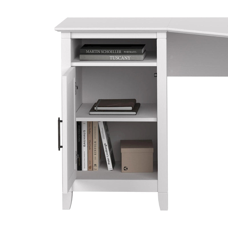54W Corner Computer Desk with Storage Cabinet and Open Cubby, Bing Cherry