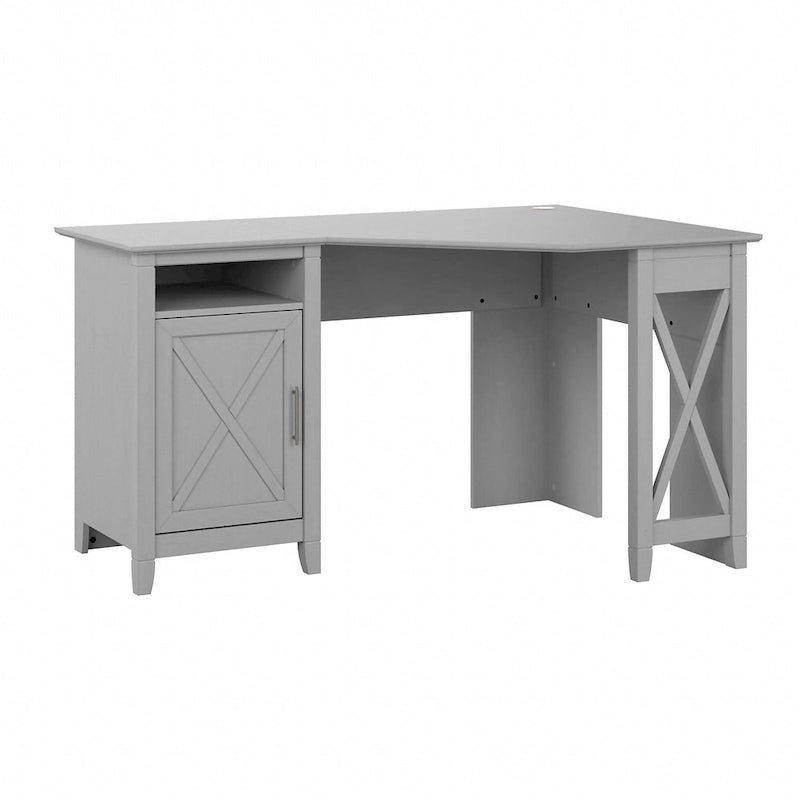 54W Corner Computer Desk with Storage Cabinet and Open Cubby, Bing Cherry