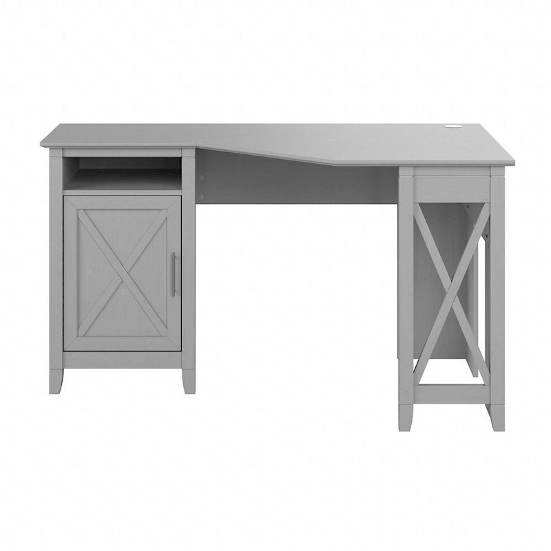 54W Corner Computer Desk with Storage Cabinet and Open Cubby, Bing Cherry