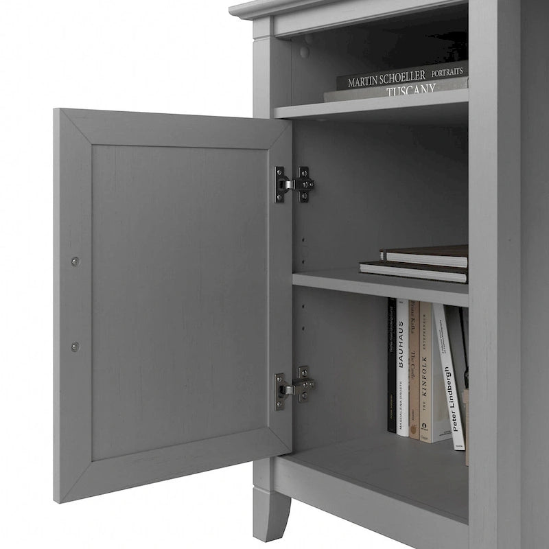 54W Corner Computer Desk with Storage Cabinet and Open Cubby, Bing Cherry