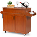 Desserte de cuisine roulante avec tiroir, armoire et porte-épices, marron-gris
