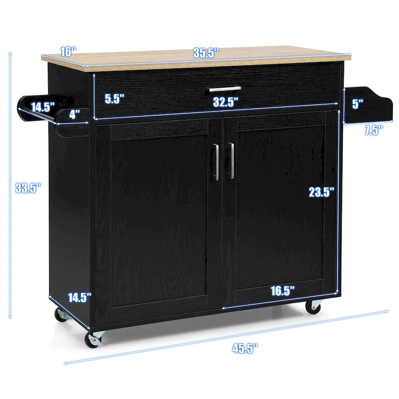 Desserte de cuisine roulante avec tiroir, armoire et porte-épices, marron-gris