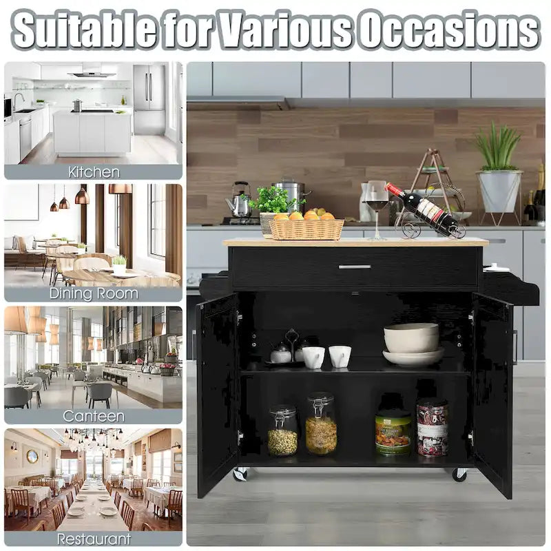 Desserte de cuisine roulante avec tiroir, armoire et porte-épices, marron-gris