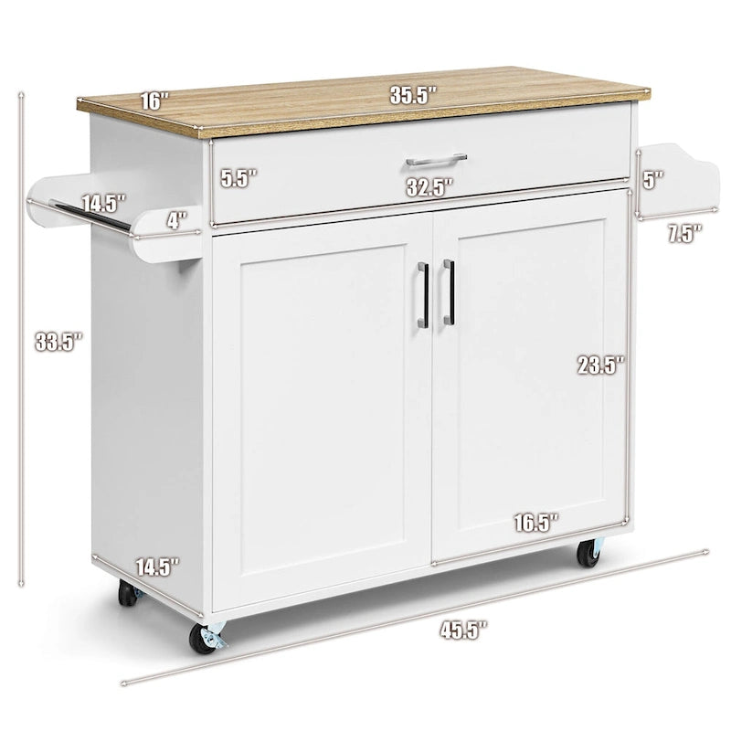 Desserte de cuisine roulante avec tiroir, armoire et porte-épices, marron-gris