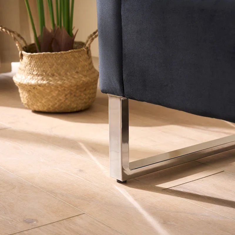 Banc de rangement en velours avec accoudoirs, assise en mousse, cadre en bois, plusieurs options de couleurs