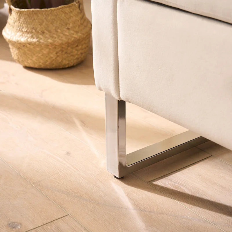 Banc de rangement en velours avec accoudoirs, assise en mousse, cadre en bois, plusieurs options de couleurs