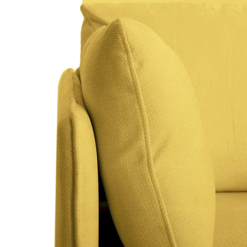 Fauteuil d'appoint rembourré à assise large avec pieds en bois massif et coussin lombaire