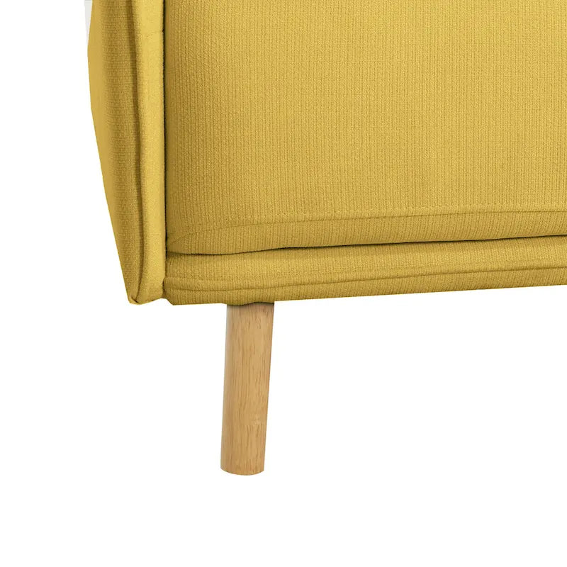 Fauteuil d'appoint rembourré à assise large avec pieds en bois massif et coussin lombaire
