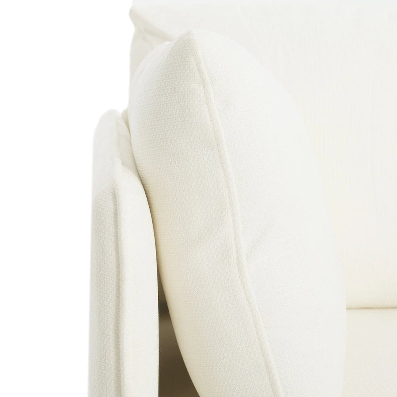 Fauteuil d'appoint rembourré à assise large avec pieds en bois massif et coussin lombaire