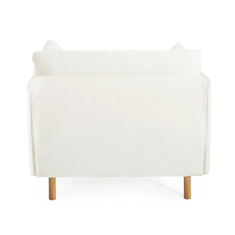 Fauteuil d'appoint rembourré à assise large avec pieds en bois massif et coussin lombaire