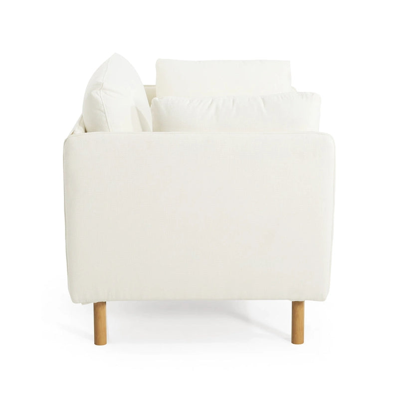 Fauteuil d'appoint rembourré à assise large avec pieds en bois massif et coussin lombaire