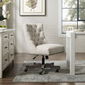 Chaise de bureau capitonnée réglable en peluche avec base en bois, beige