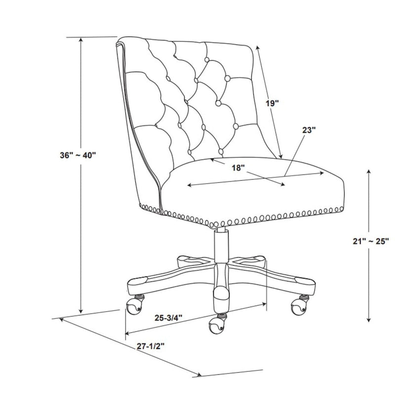 Chaise de bureau capitonnée réglable en peluche avec base en bois, beige