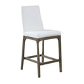 Modern Contour Back Counter Stool White Faux Leather Solid Wood Legs