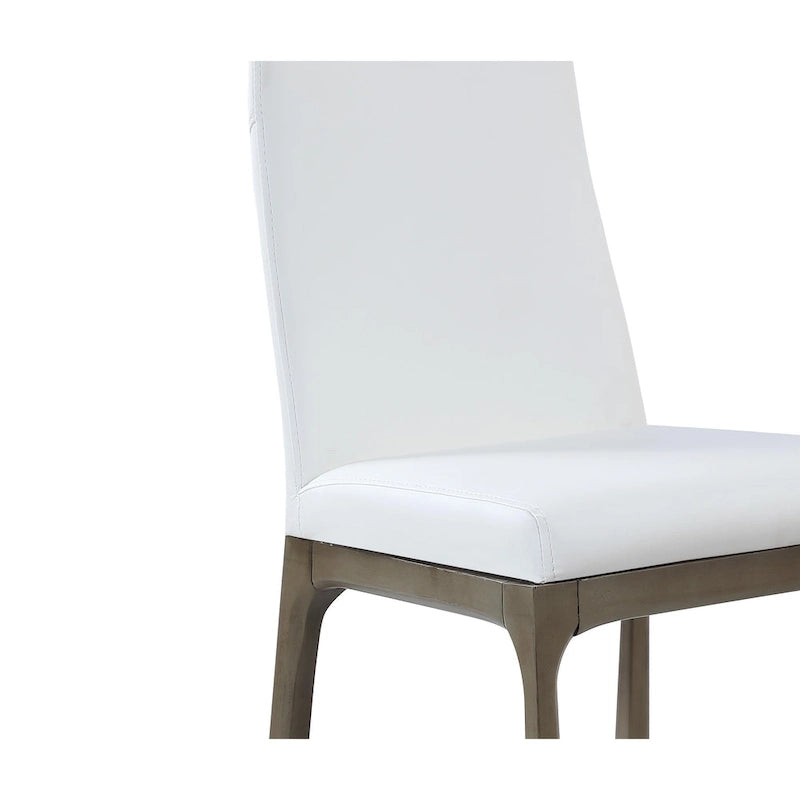 Modern Contour Back Counter Stool White Faux Leather Solid Wood Legs