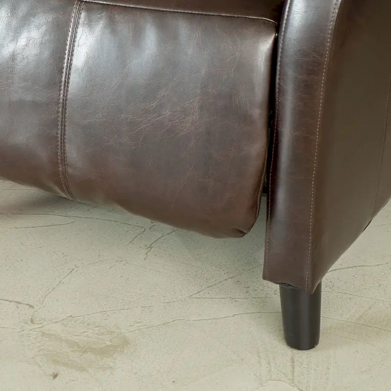 Fauteuil inclinable électrique avec revêtement en cuir reconstitué Appuie-tête rembourré Accoudoirs fins Marron