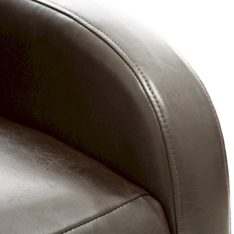 Fauteuil inclinable électrique avec revêtement en cuir reconstitué Appuie-tête rembourré Accoudoirs fins Marron