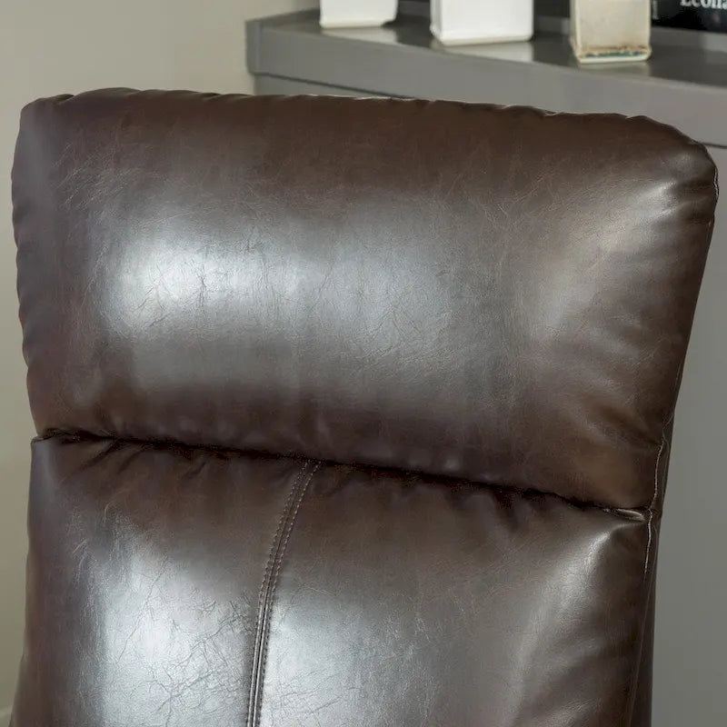Fauteuil inclinable électrique avec revêtement en cuir reconstitué Appuie-tête rembourré Accoudoirs fins Marron