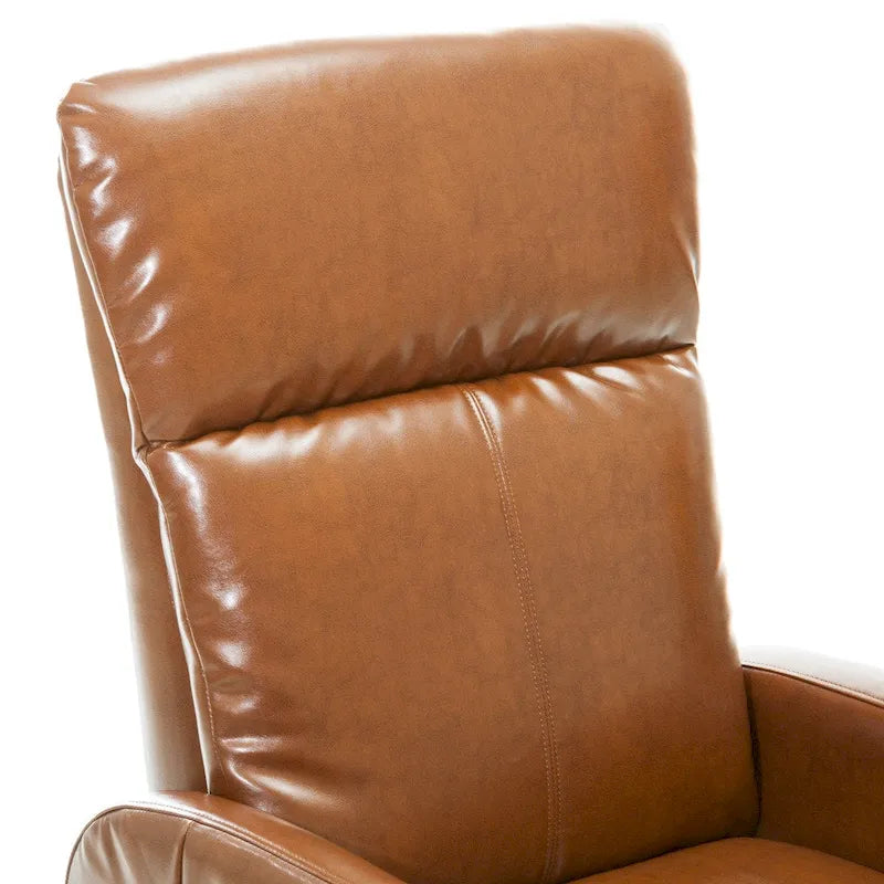 Fauteuil inclinable électrique avec revêtement en cuir reconstitué Appuie-tête rembourré Accoudoirs fins Marron