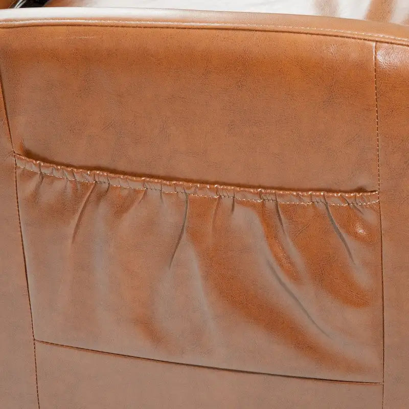 Fauteuil inclinable électrique avec revêtement en cuir reconstitué Appuie-tête rembourré Accoudoirs fins Marron