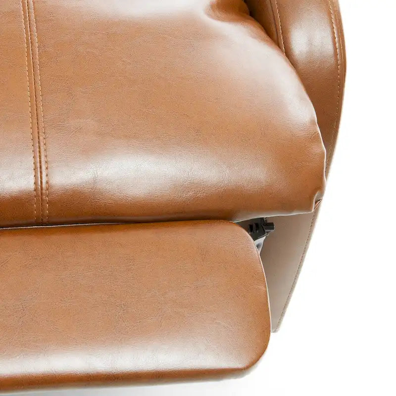 Fauteuil inclinable électrique avec revêtement en cuir reconstitué Appuie-tête rembourré Accoudoirs fins Marron