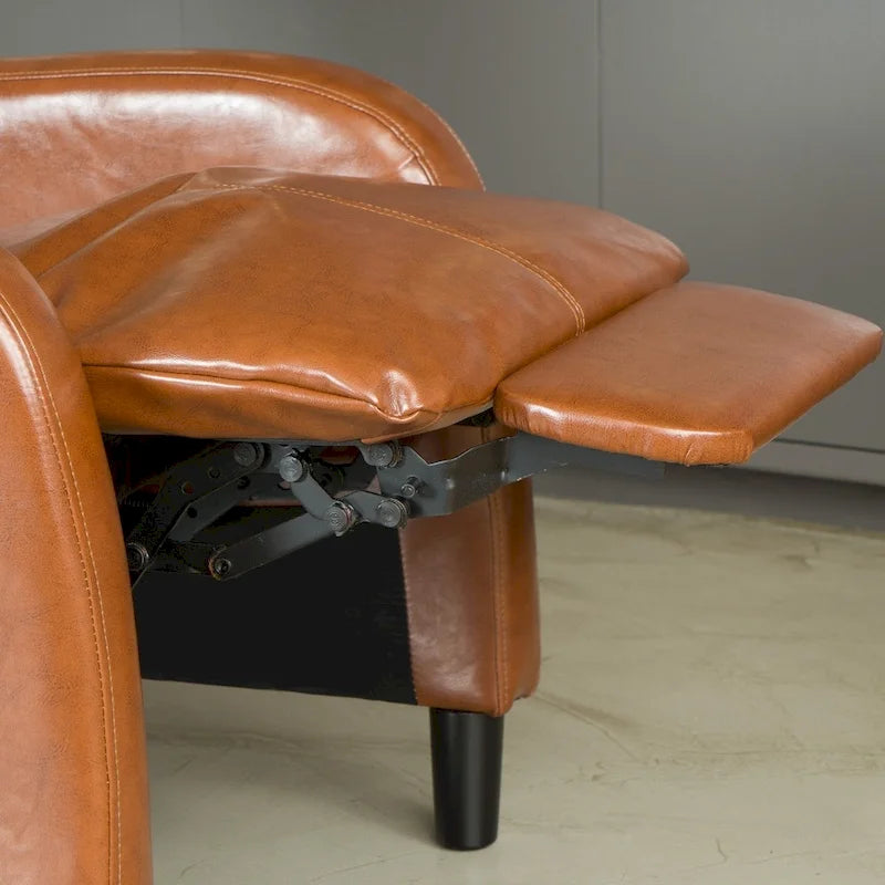 Fauteuil inclinable électrique avec revêtement en cuir reconstitué Appuie-tête rembourré Accoudoirs fins Marron