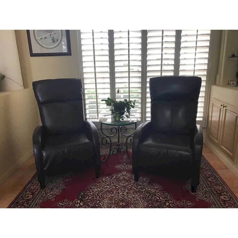 Fauteuil inclinable électrique avec revêtement en cuir reconstitué Appuie-tête rembourré Accoudoirs fins Marron