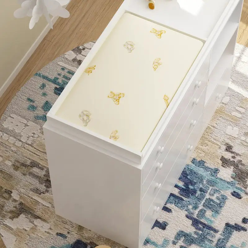 Commode à langer blanche à 5 tiroirs en bois composite
