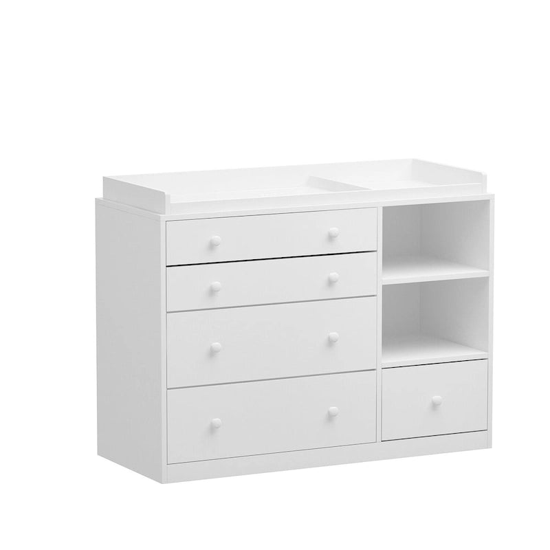 Commode à langer blanche à 5 tiroirs en bois composite