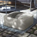 Pouf carré tissé rayé gris et blanc en polyester recyclé pour l'intérieur et l'extérieur
