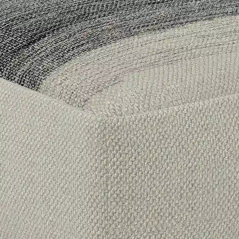 Pouf carré tissé rayé gris et blanc en polyester recyclé pour l'intérieur et l'extérieur
