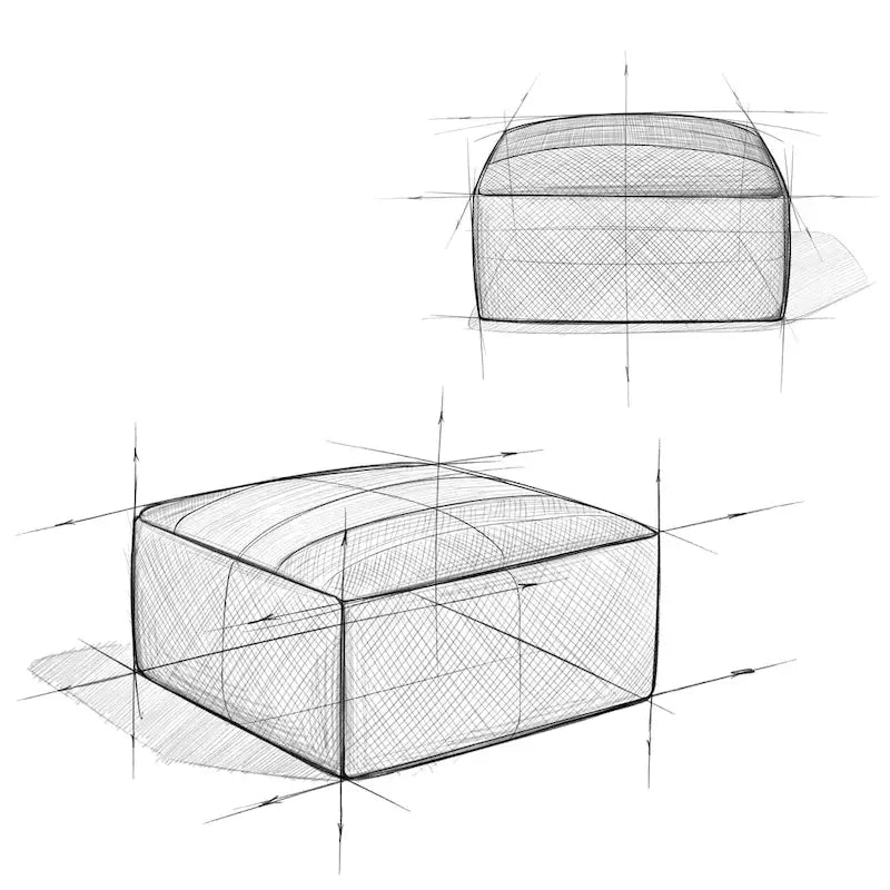 Pouf carré tissé rayé gris et blanc en polyester recyclé pour l'intérieur et l'extérieur