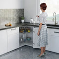 Meuble d'angle tournant Lazy Susan double étagère acier inoxydable gris