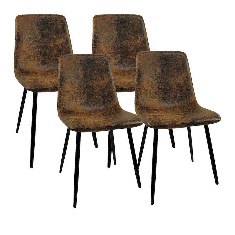 Chaise de salle à manger d'appoint rembourrée avec dossier haut et pieds en métal