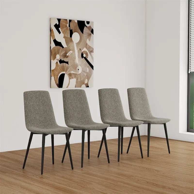 Chaise de salle à manger d'appoint rembourrée avec dossier haut et pieds en métal