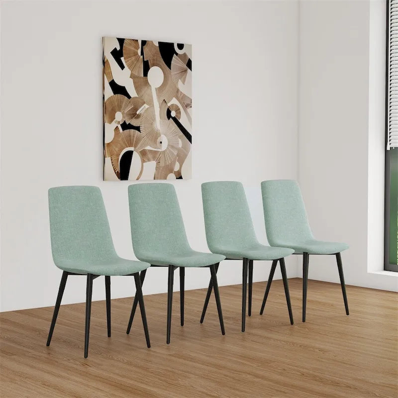 Chaise de salle à manger d'appoint rembourrée avec dossier haut et pieds en métal