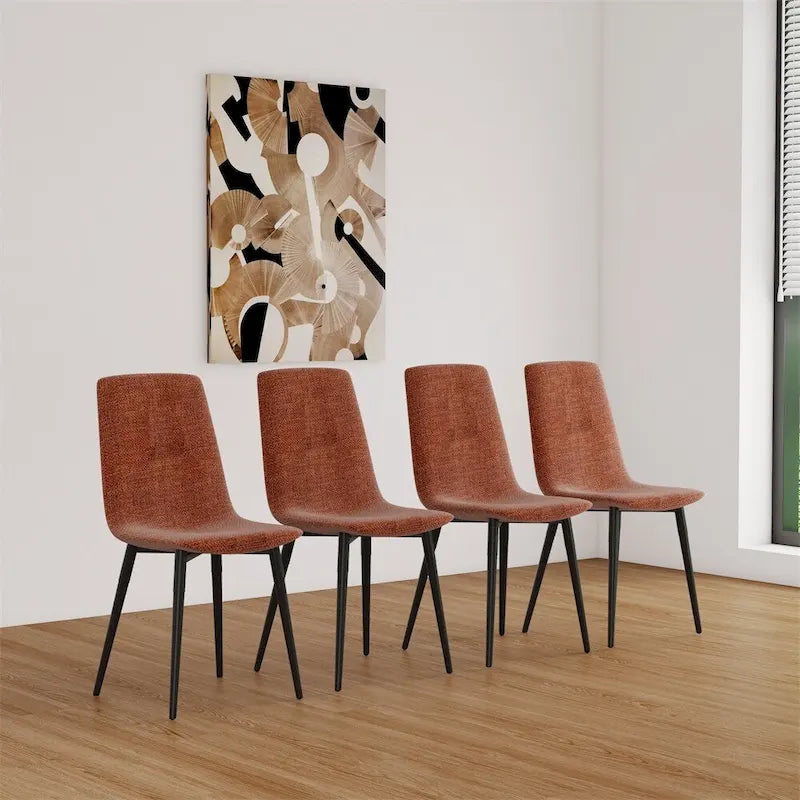 Chaise de salle à manger d'appoint rembourrée avec dossier haut et pieds en métal