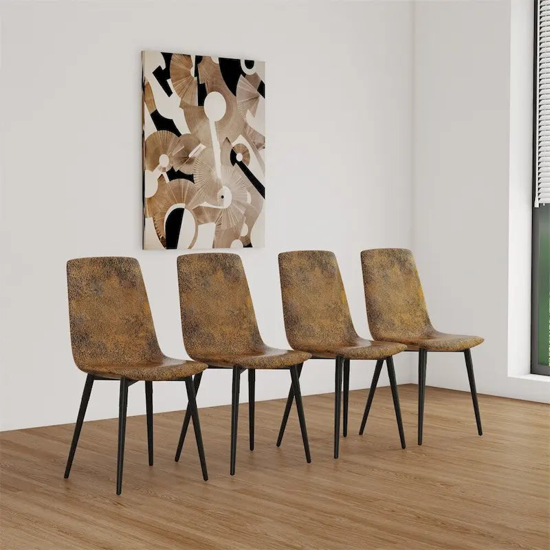 Chaise de salle à manger d'appoint rembourrée avec dossier haut et pieds en métal