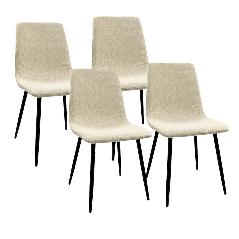 Chaise de salle à manger d'appoint rembourrée avec dossier haut et pieds en métal