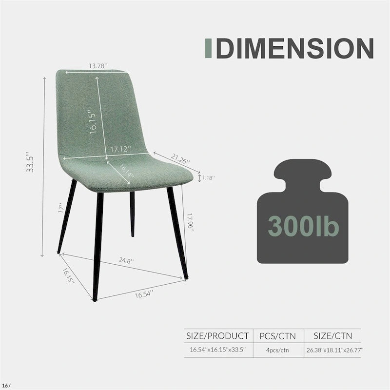 Chaise de salle à manger d'appoint rembourrée avec dossier haut et pieds en métal