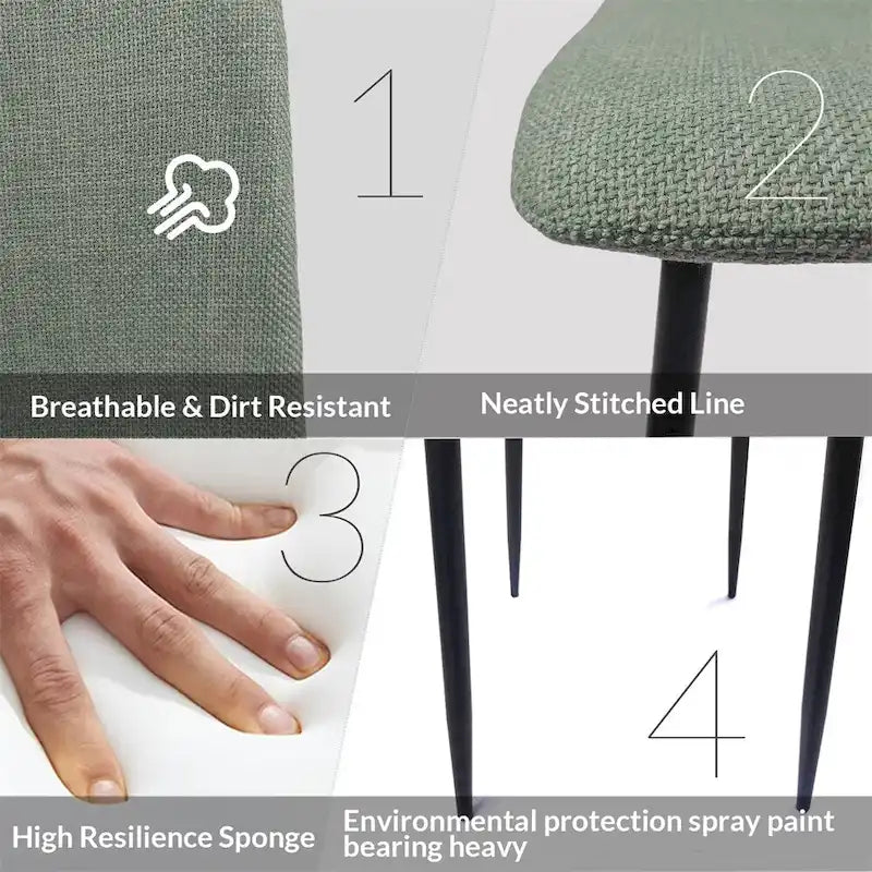 Chaise de salle à manger d'appoint rembourrée avec dossier haut et pieds en métal