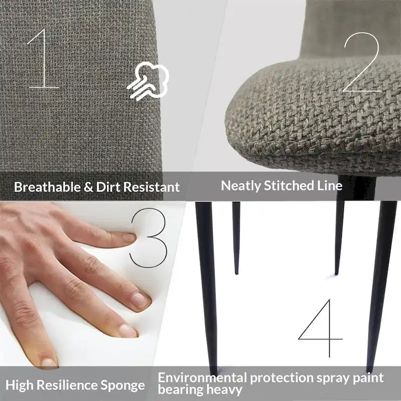 Chaise de salle à manger d'appoint rembourrée avec dossier haut et pieds en métal