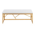 Banc capitonné Glam Metal avec velours simili cuir, cadre doré